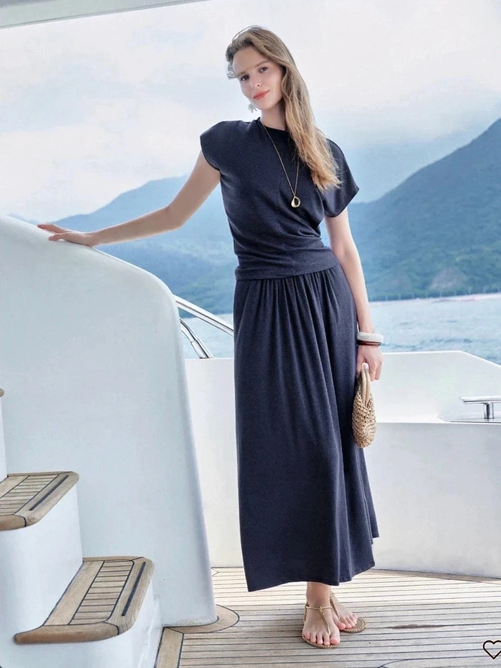 OGL Two-Piece Set Maxi Skirt and Top Black